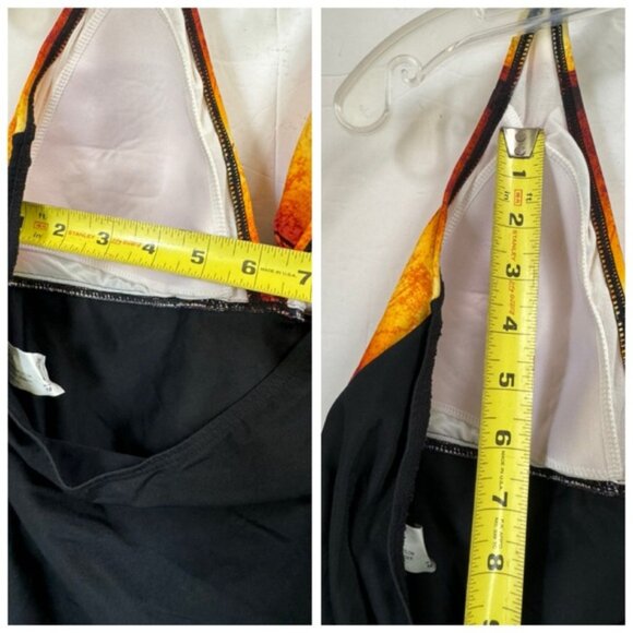 Fantasizer NEW Faux Wrap Halter 1 Piece Swimsuit Gradient Sunset Support Cups 16 - Picture 14 of 16